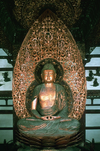 The principal image, the seated statue of Amida Nyorai, is enshrined within the Ho-o-do hall. Made by Jocho, a noted Buddhist sculptor.