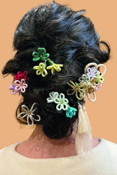 Craftmanship hair accessories of kumihimo, made from silk. It goes well with Japanese kimono and western clothes