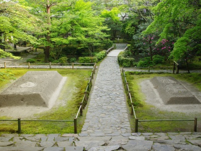 参道にある白砂檀の間を通り、心身を清めよう。