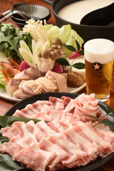 Yonezawa Pork Shabu-Shabu and Special Soy Milk Hot Pot Course  6,500 yen