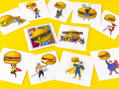 バーガーそれぞれにキャラが設定され、食べるごとにステッカーを貰える。全部集めると1個無料！　