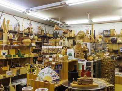 A room displaying bamboo products crafted by the company. Experience the master craftsman's skill up close.