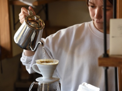 ドリップコーヒー605円は5種類の濃さが選べ、それぞれ産地も異なる。