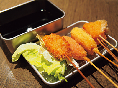 Don't dip the kushikatsu sauce twice!