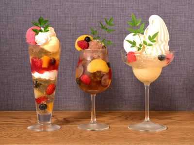 梅酒、ブランデー、日本酒を使った夜パフェNON1,750円は、18時以降限定メニュー。飲んだ後や食事の後にぴったりのスイーツだ。